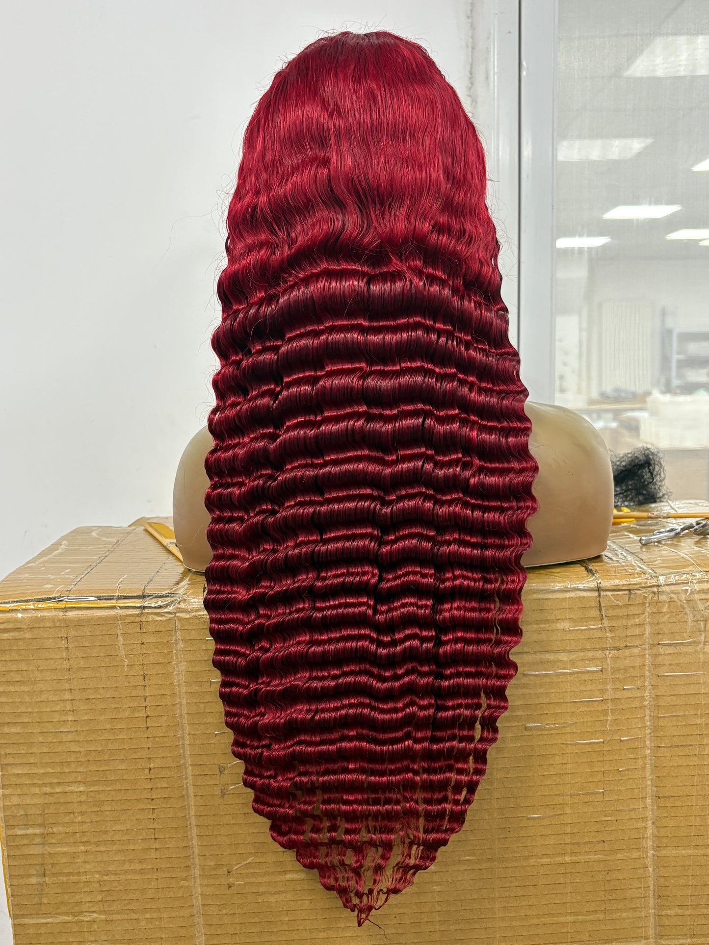 Burgundy lace frontal wig deep wave