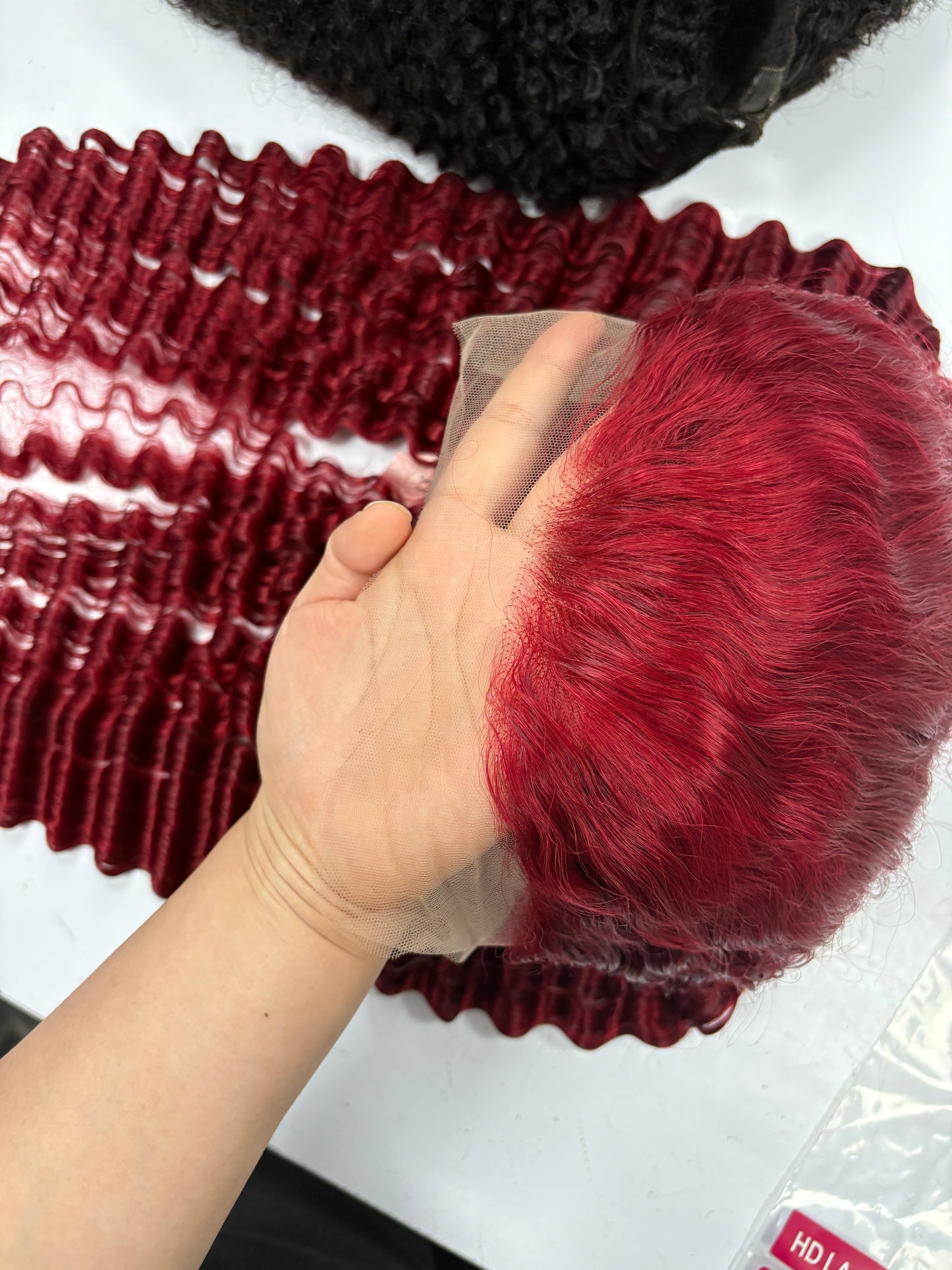 Burgundy lace frontal wig deep wave
