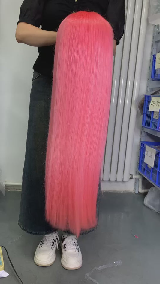 pink lace frontal wig straight