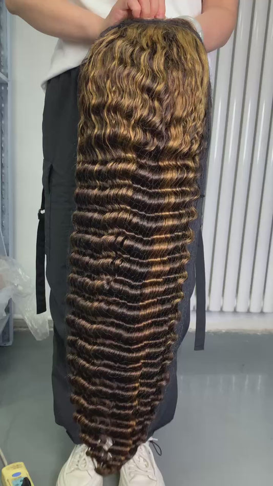 highlighted lace frontal wig deep wave