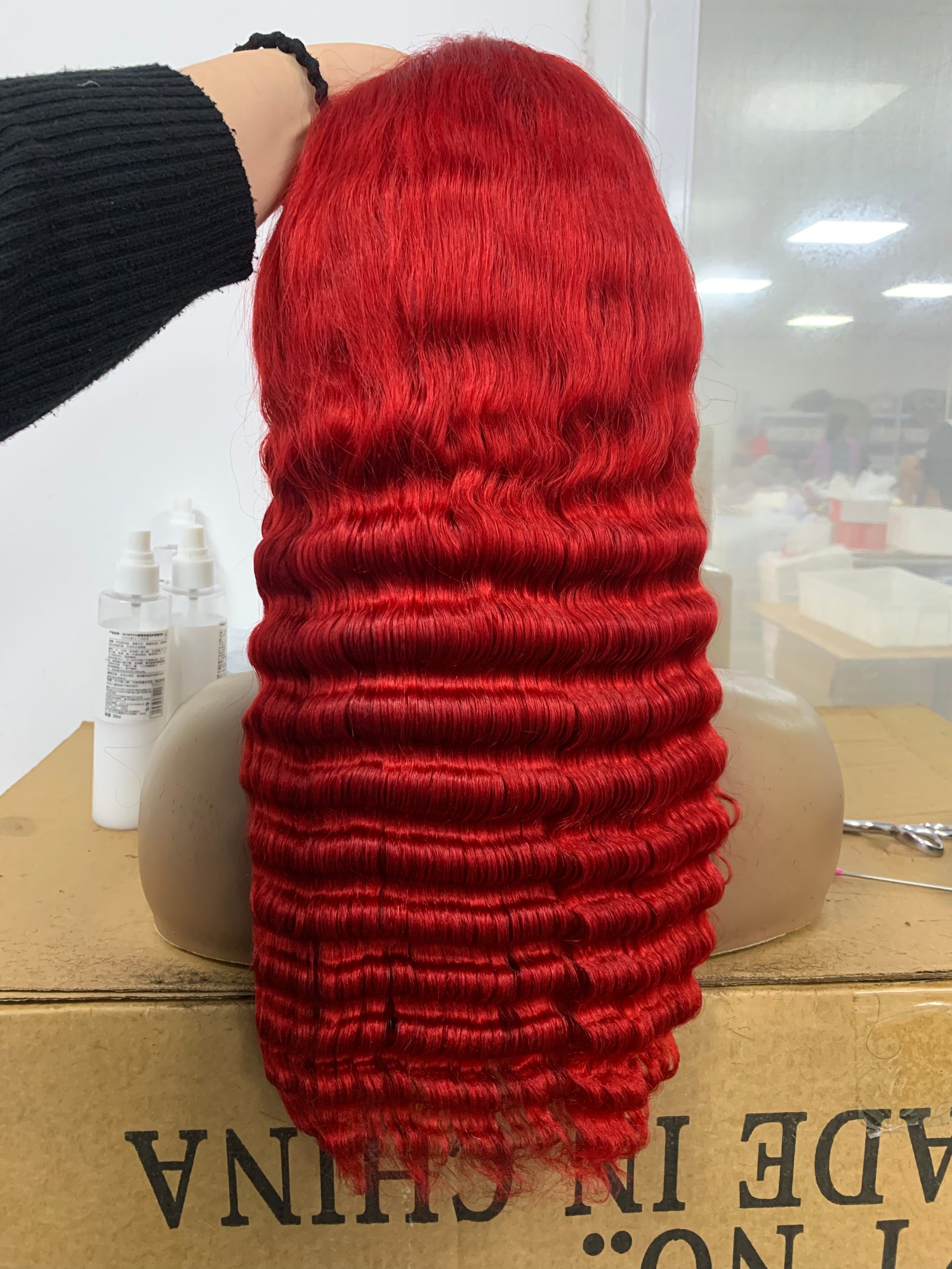 red lace frontal wig deep wave