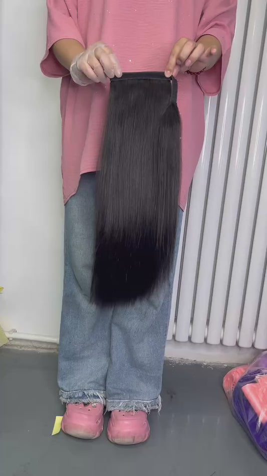 Straight wrap around ponytail