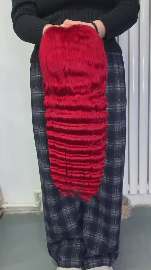 red lace frontal wig deep wave